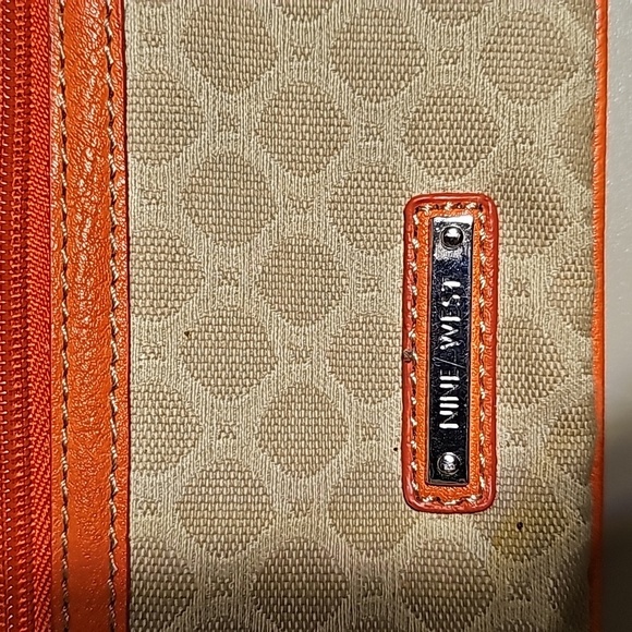 Nine West Canvas Crossbody Bag with Orange Trim - Picture 2 of 5